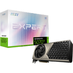 MSI GeForce RTX 5070 Ti 16 GB EXPERT OC – NVIDIA Blackwell. 8960 CUDA Cores. 2655 MHz Boost. 30 Gbps GDDR7. PCIe 5.0. Dual-Fan Cooling